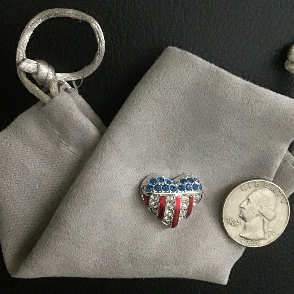 Swarovski Heart Flag Pin USA
